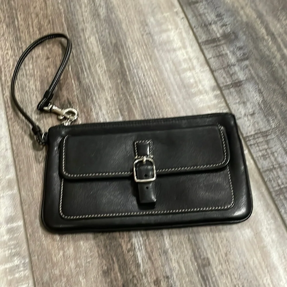 Coach Leather Black Wristlet